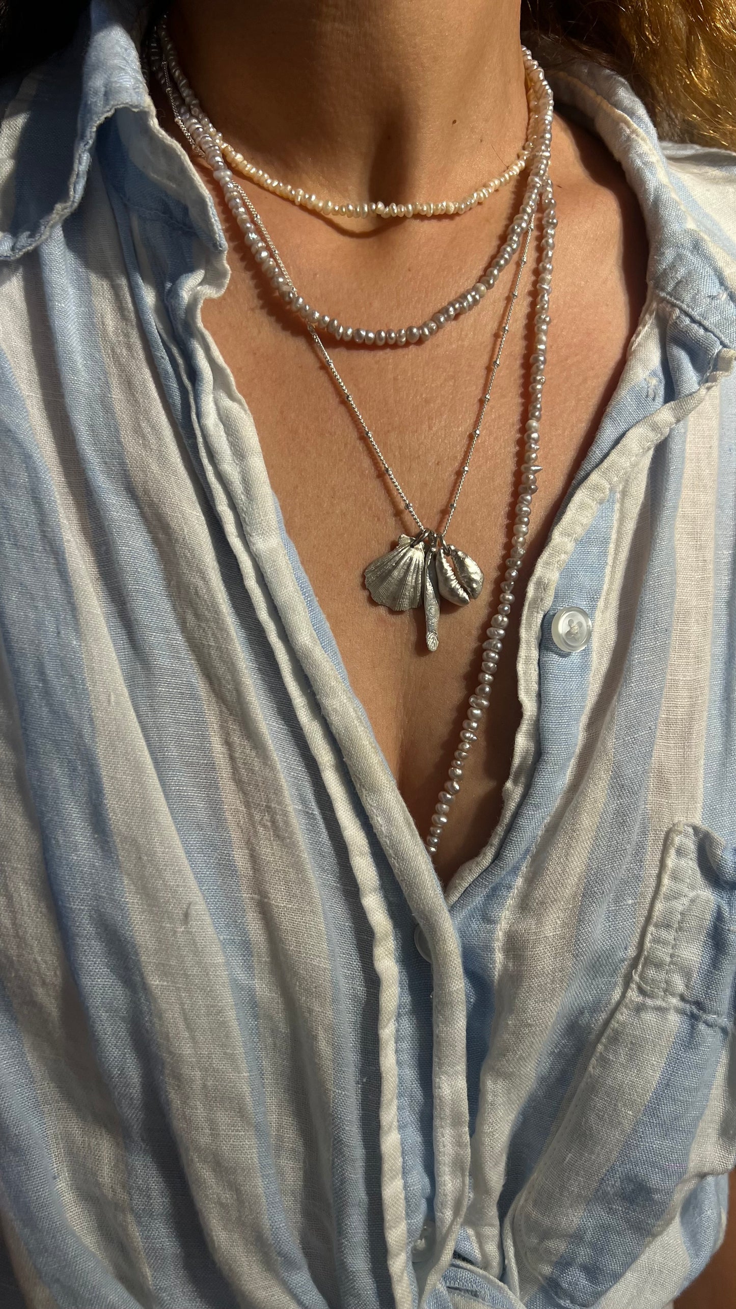 Ocean Charms Necklace | Handmade Sterling Silver 925 Fish Kai & Cowrie Necklace
