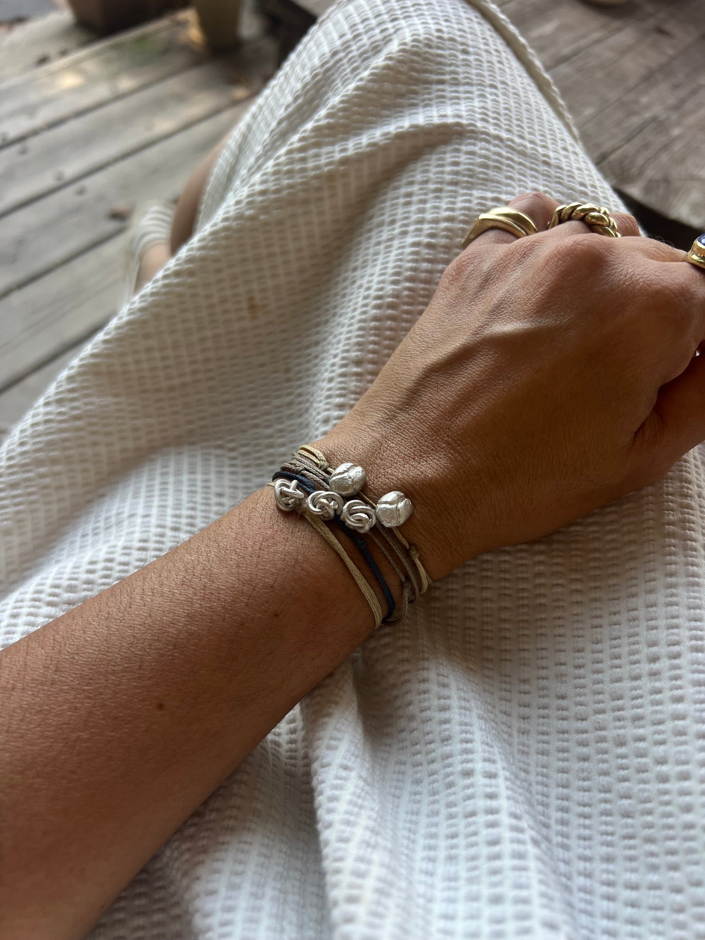 Scarab Sterling Silver Cord Bracelet