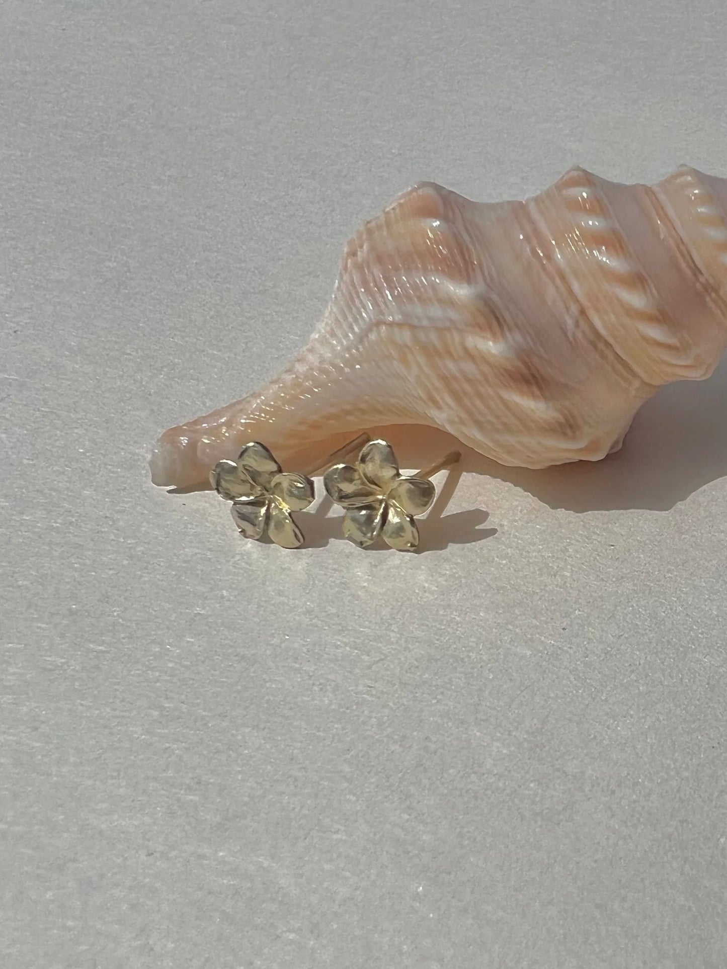 Plumeria Flower Earring -Gold