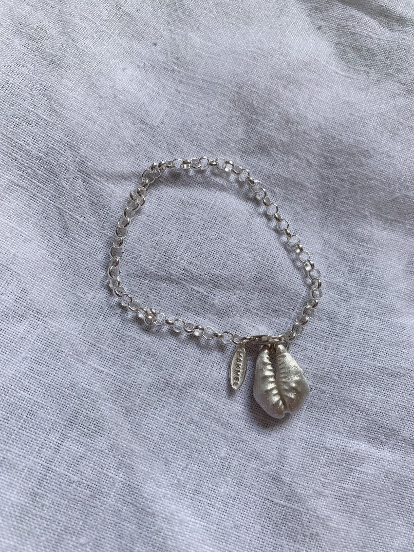 cowrie seashell silver bracelet Makmel