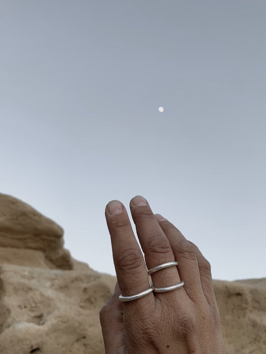 the moon ring raw silver - makmel