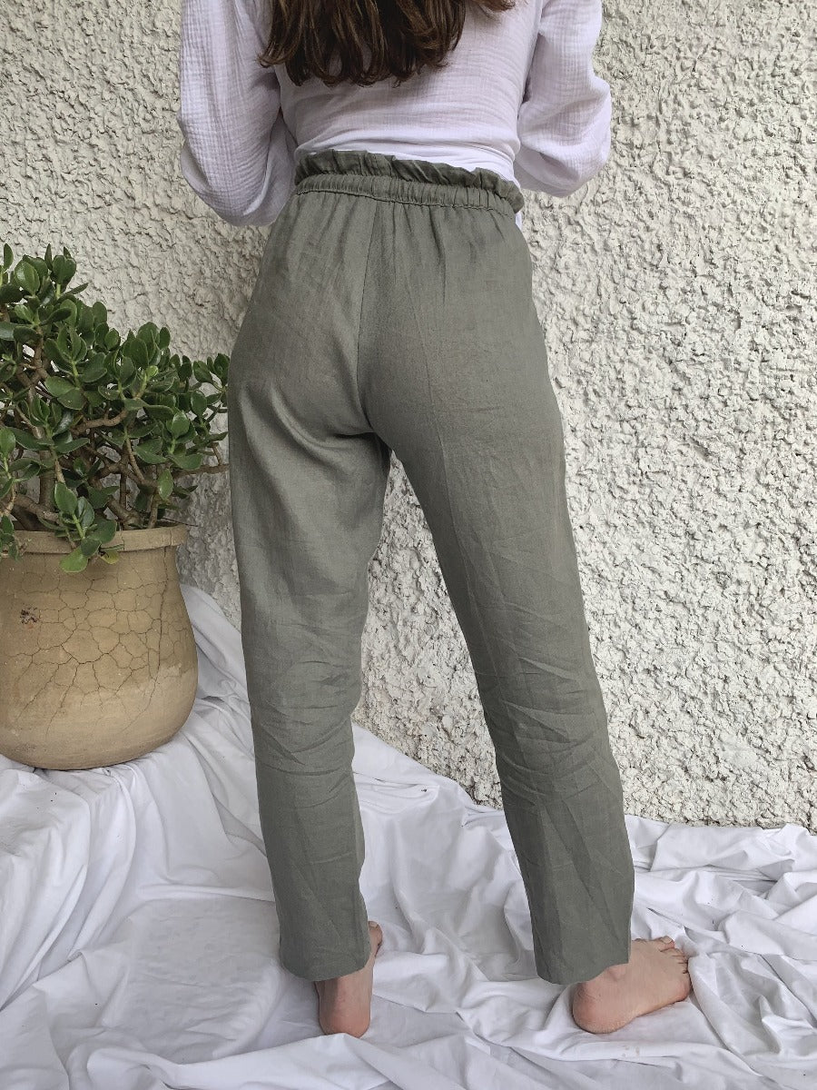 Linen Trousers - Olive