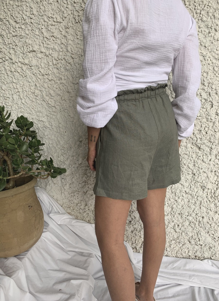 Linen Shorts - Olive