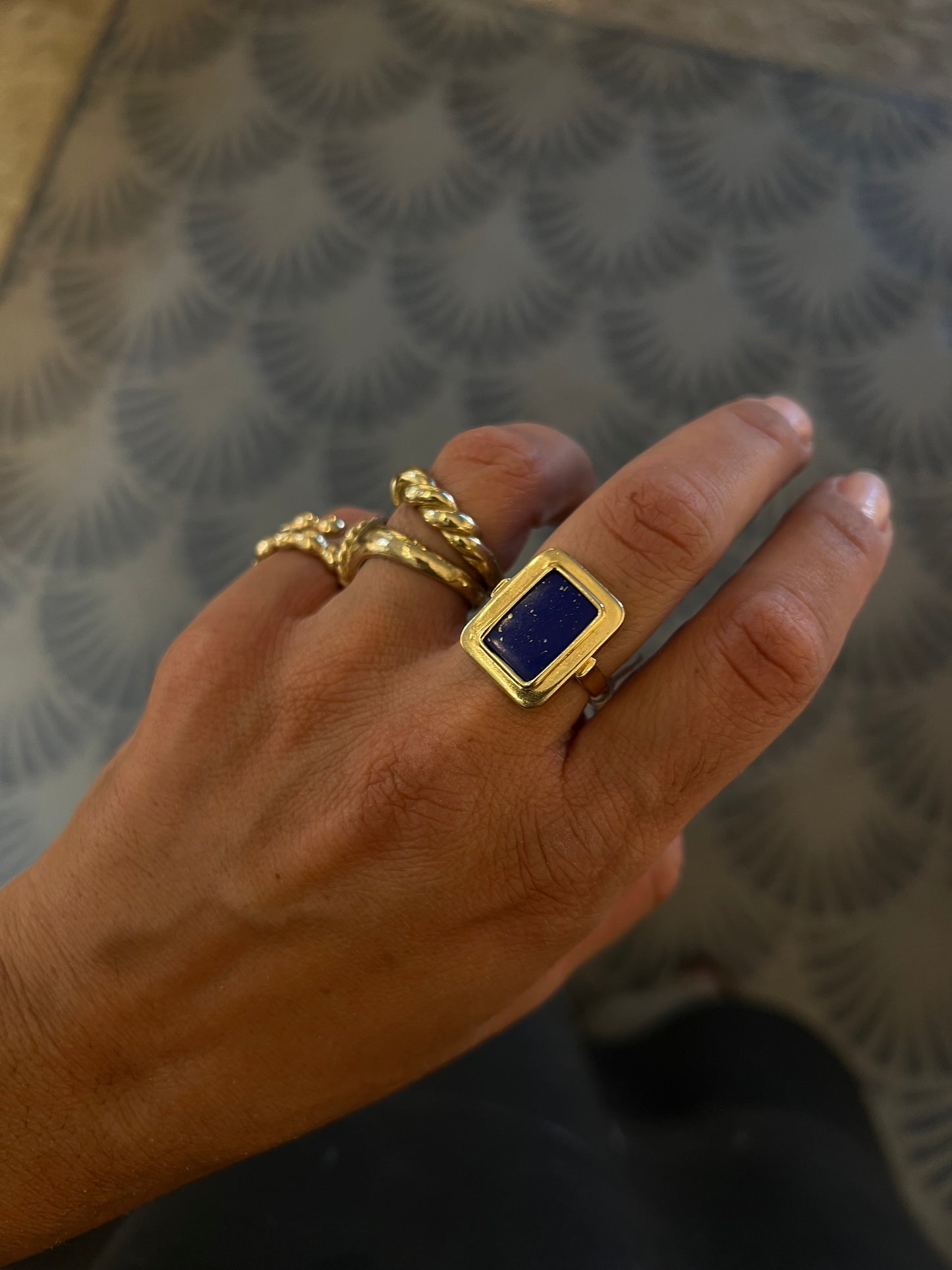 Square lapis ring