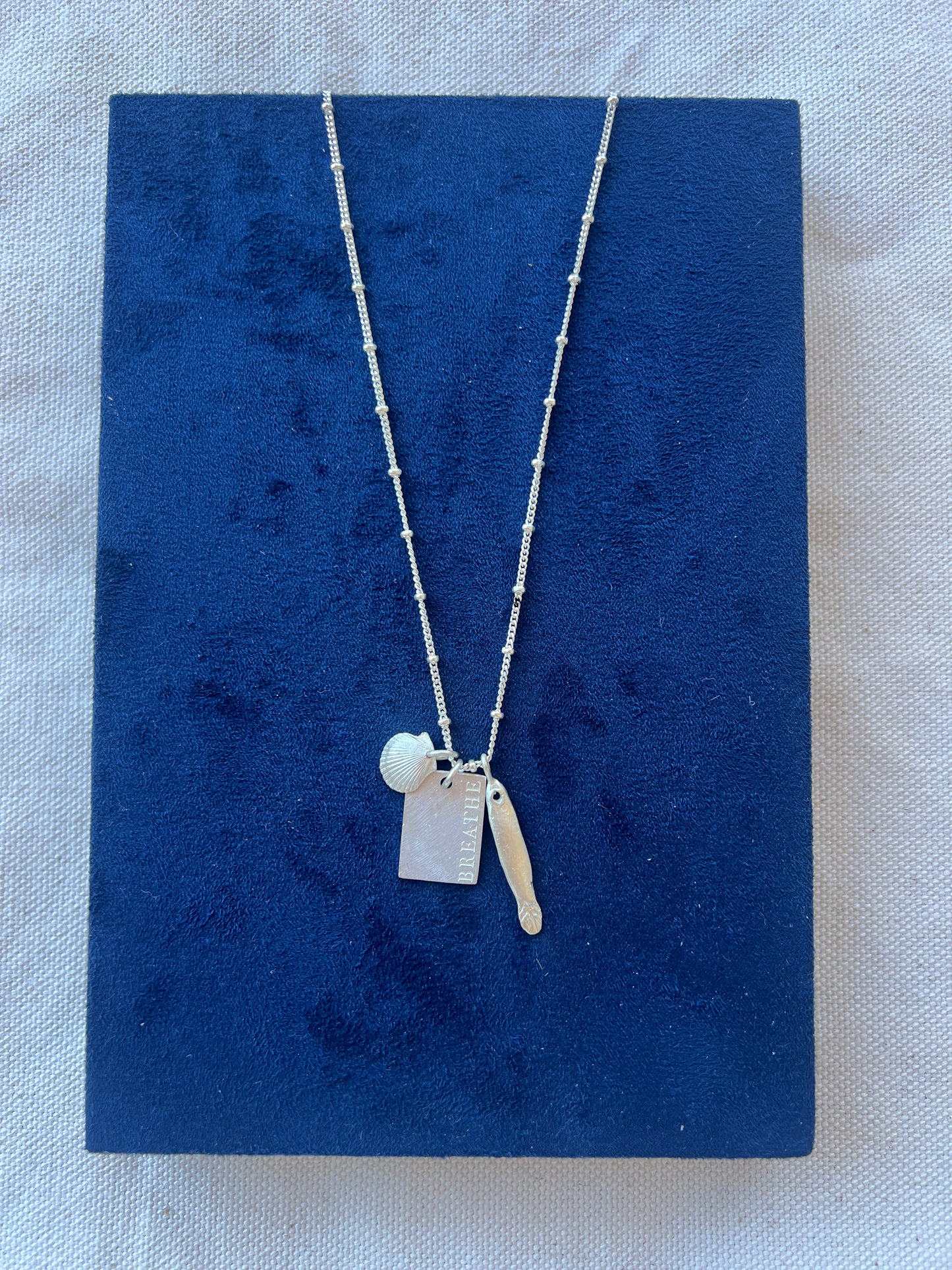 Breathe Fish & Shell Necklace | Sterling Silver Charm Necklace
