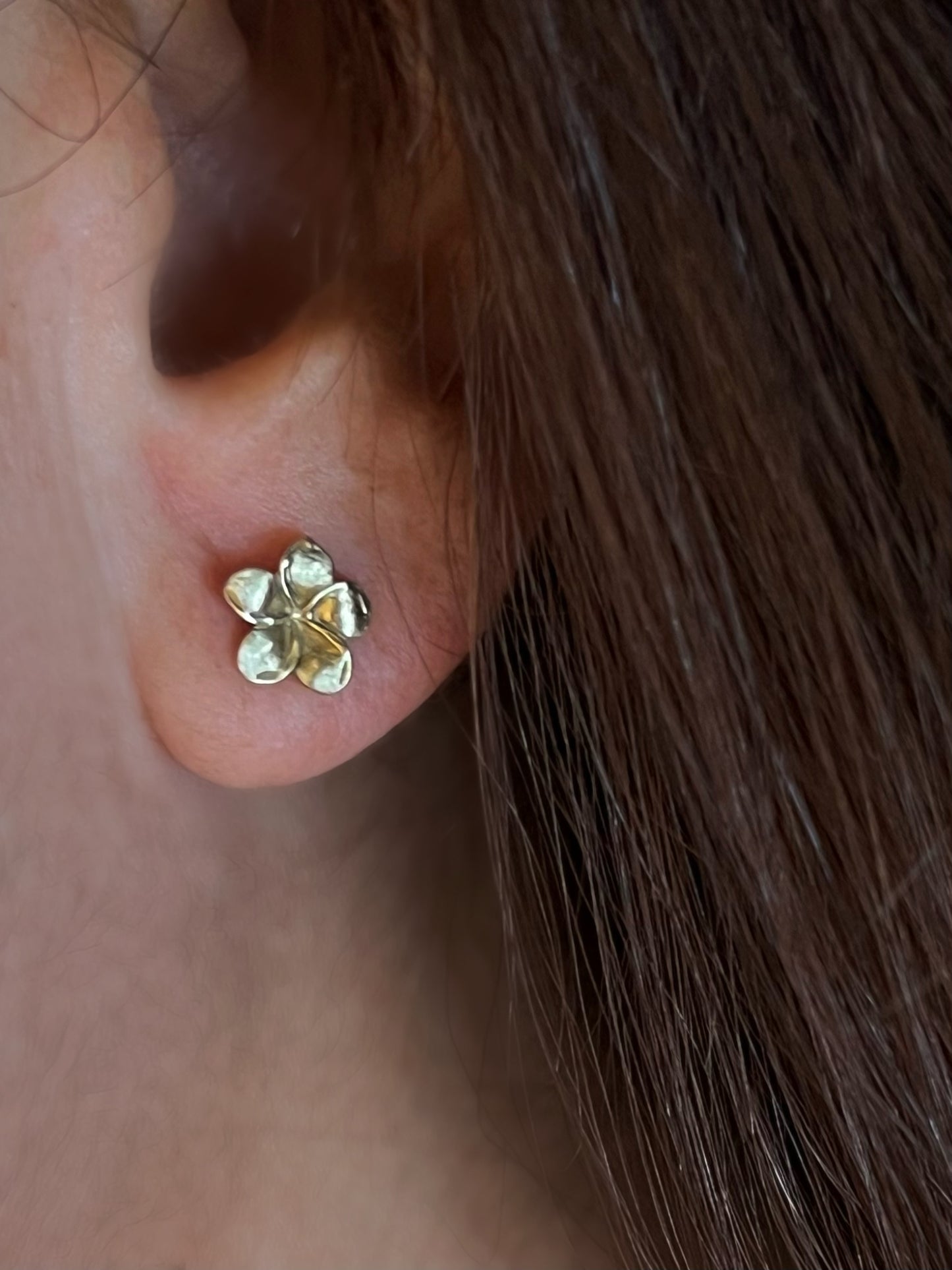 Plumeria Flower Earring -Gold