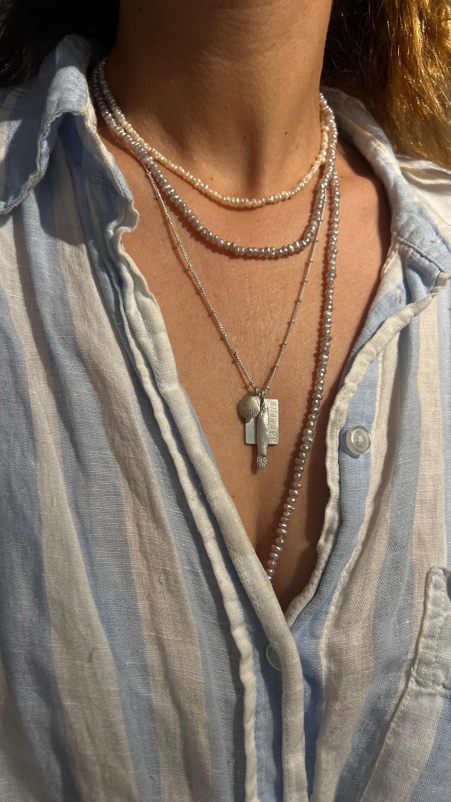 Breathe Fish & Shell Necklace | Sterling Silver Charm Necklace