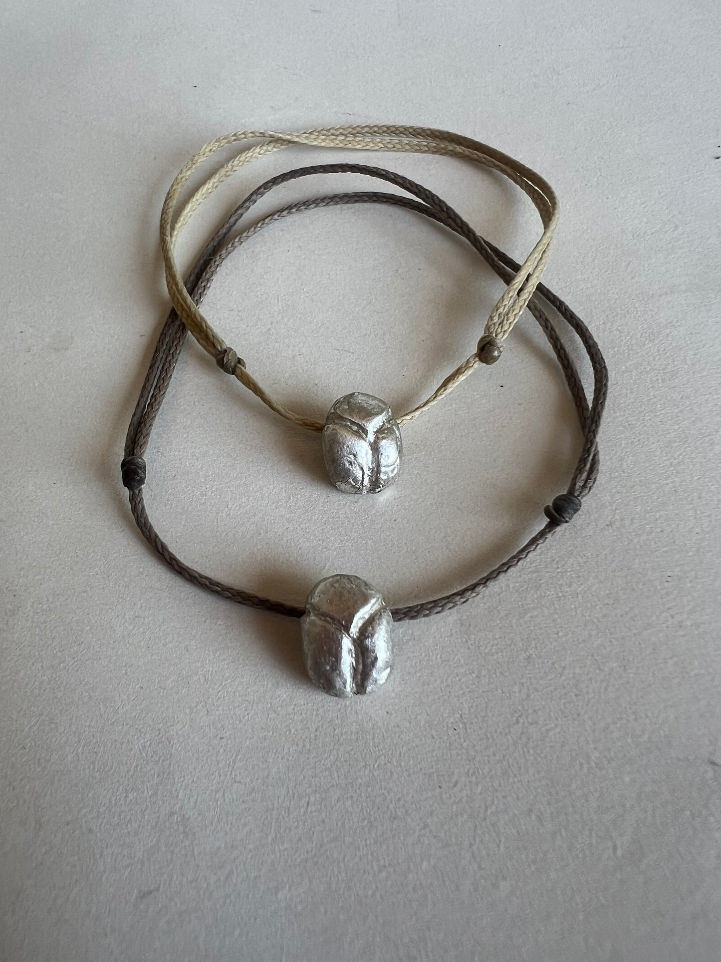 Scarab Sterling Silver Cord Bracelet