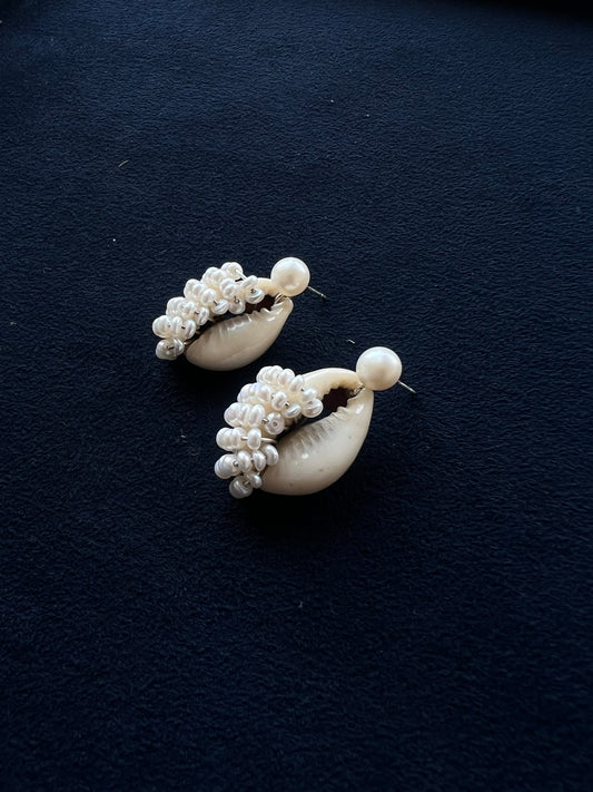 Pearls Cowrie Shell Earrings