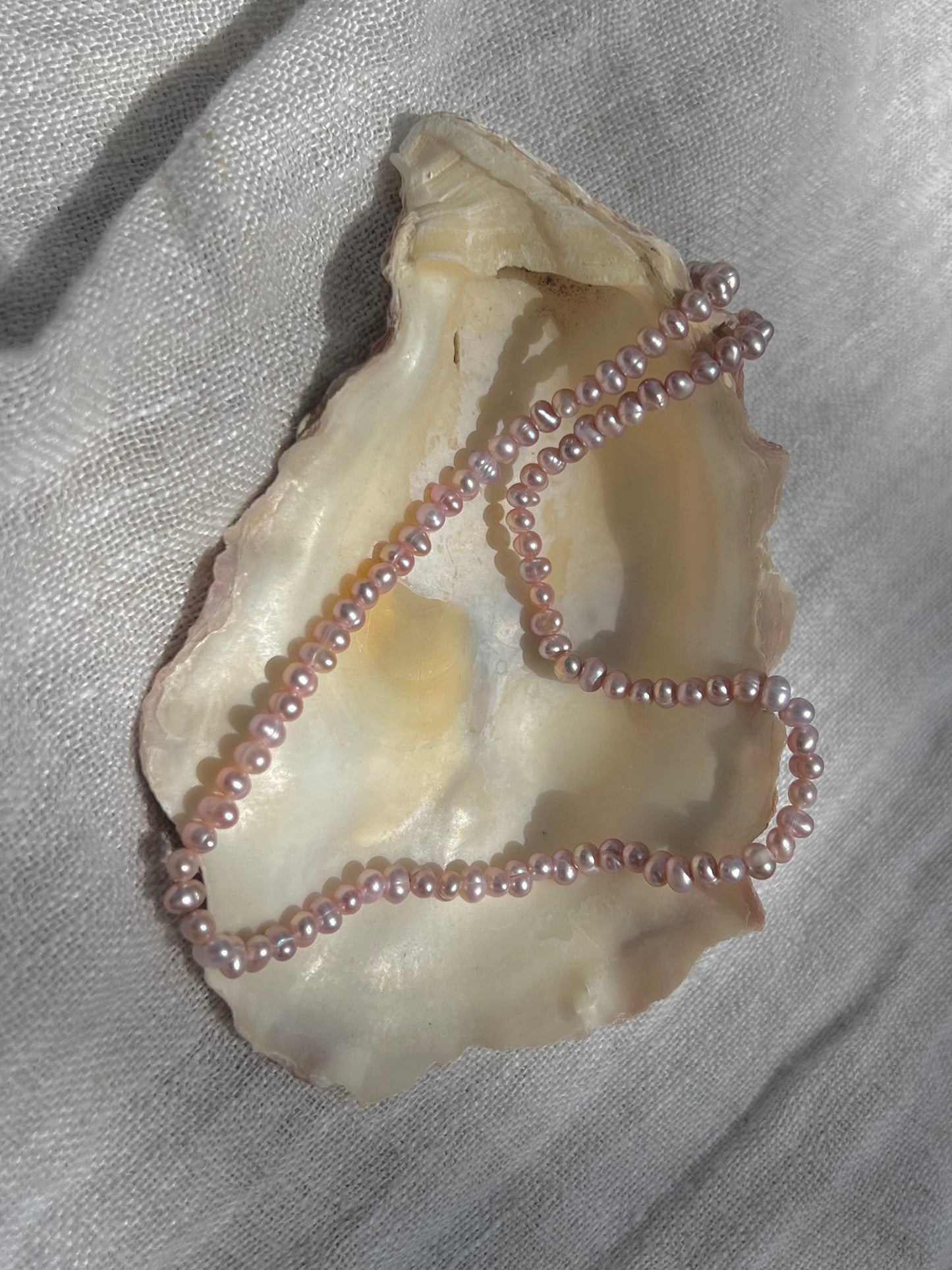 Dainty pearl necklace purple