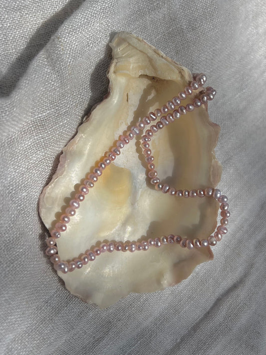 Dainty pearl necklace purple