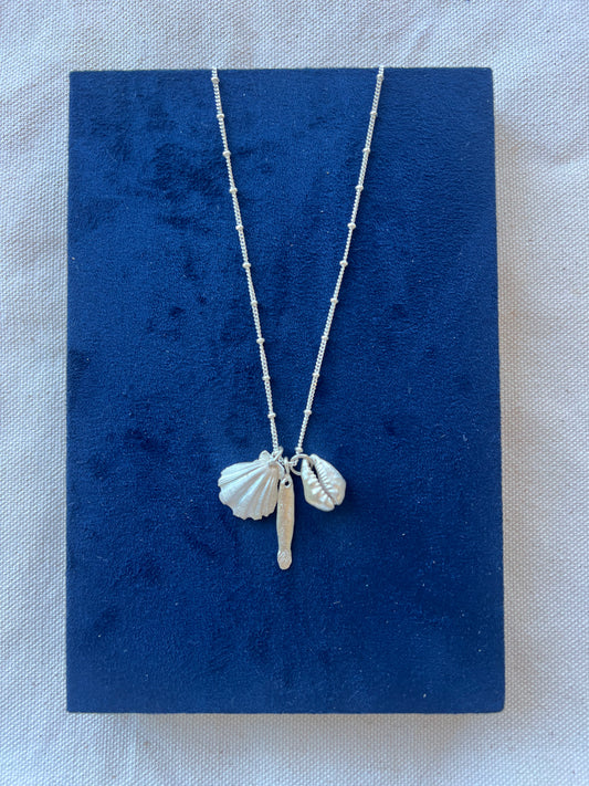 Ocean Charms Necklace | Handmade Sterling Silver 925 Fish Kai & Cowrie Necklace