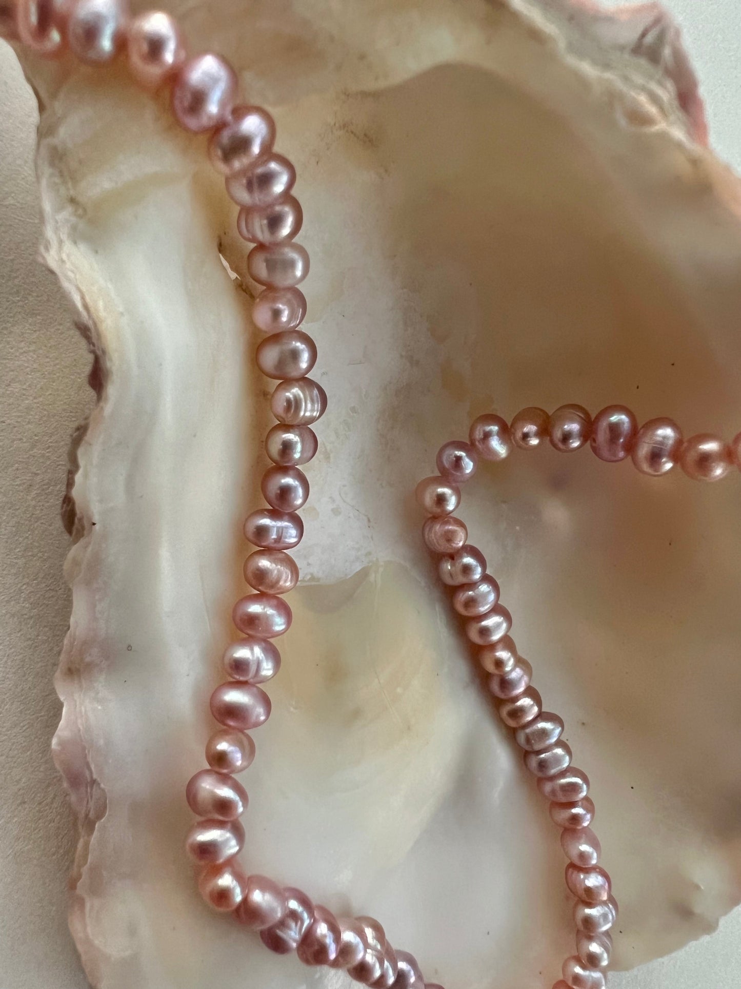 Dainty pearl necklace purple
