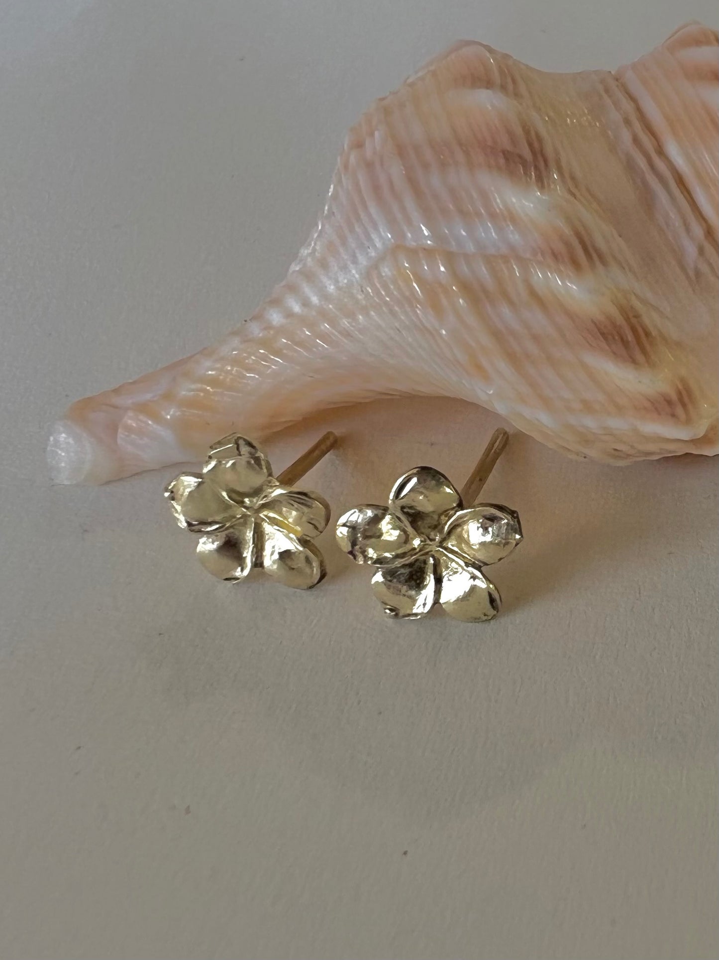 Plumeria Flower Earring -Gold