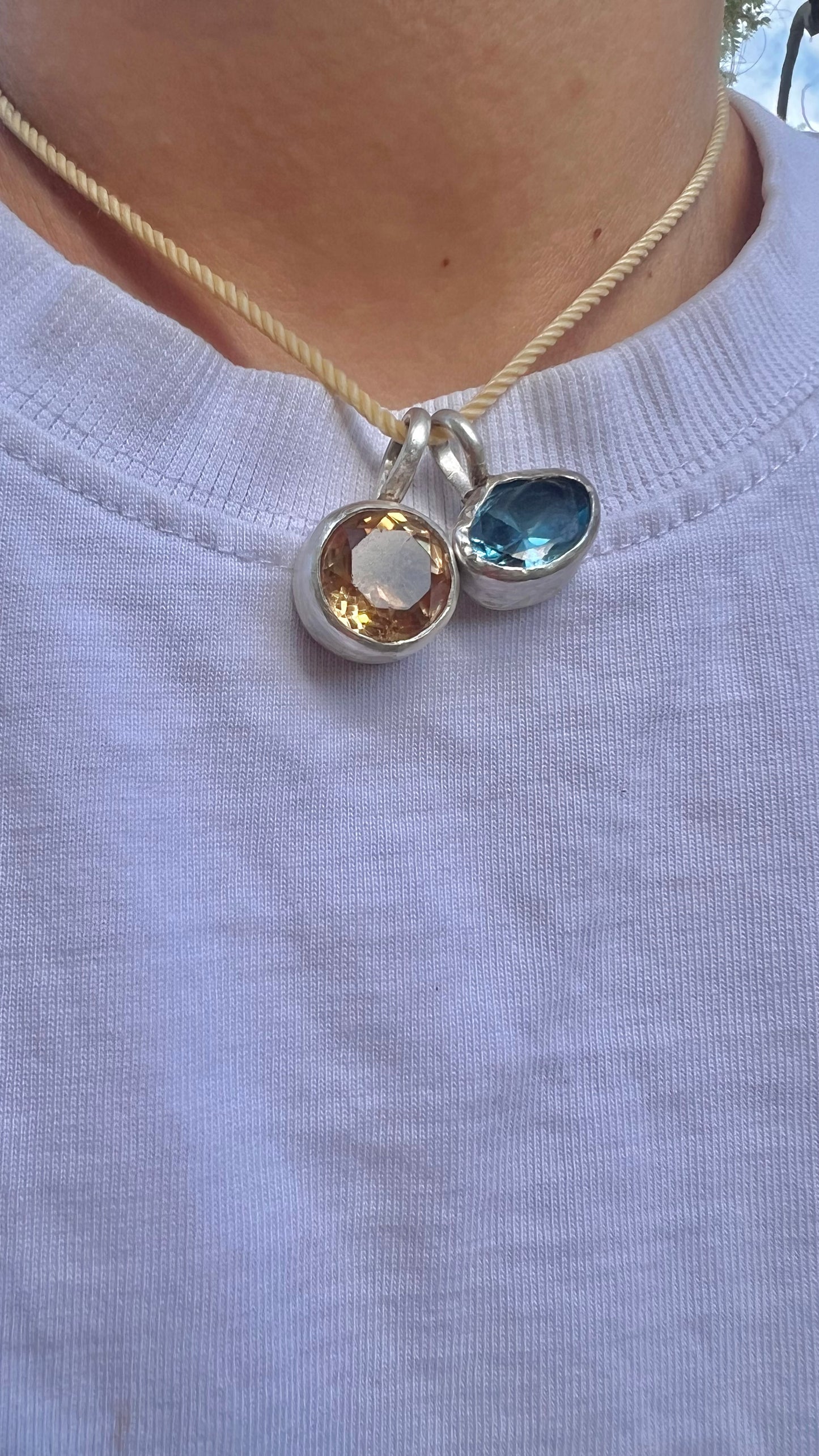 Blue Topaz bezel set - pendant