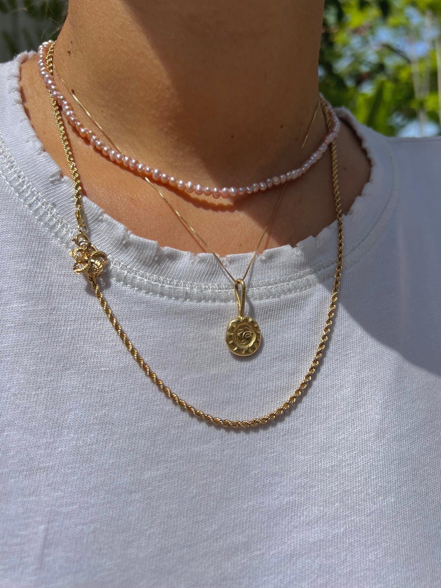 Dainty pearl necklace purple