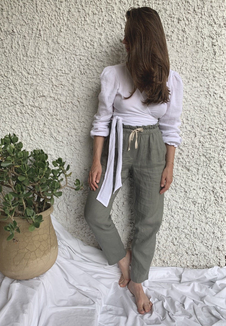 Linen Trousers - Olive