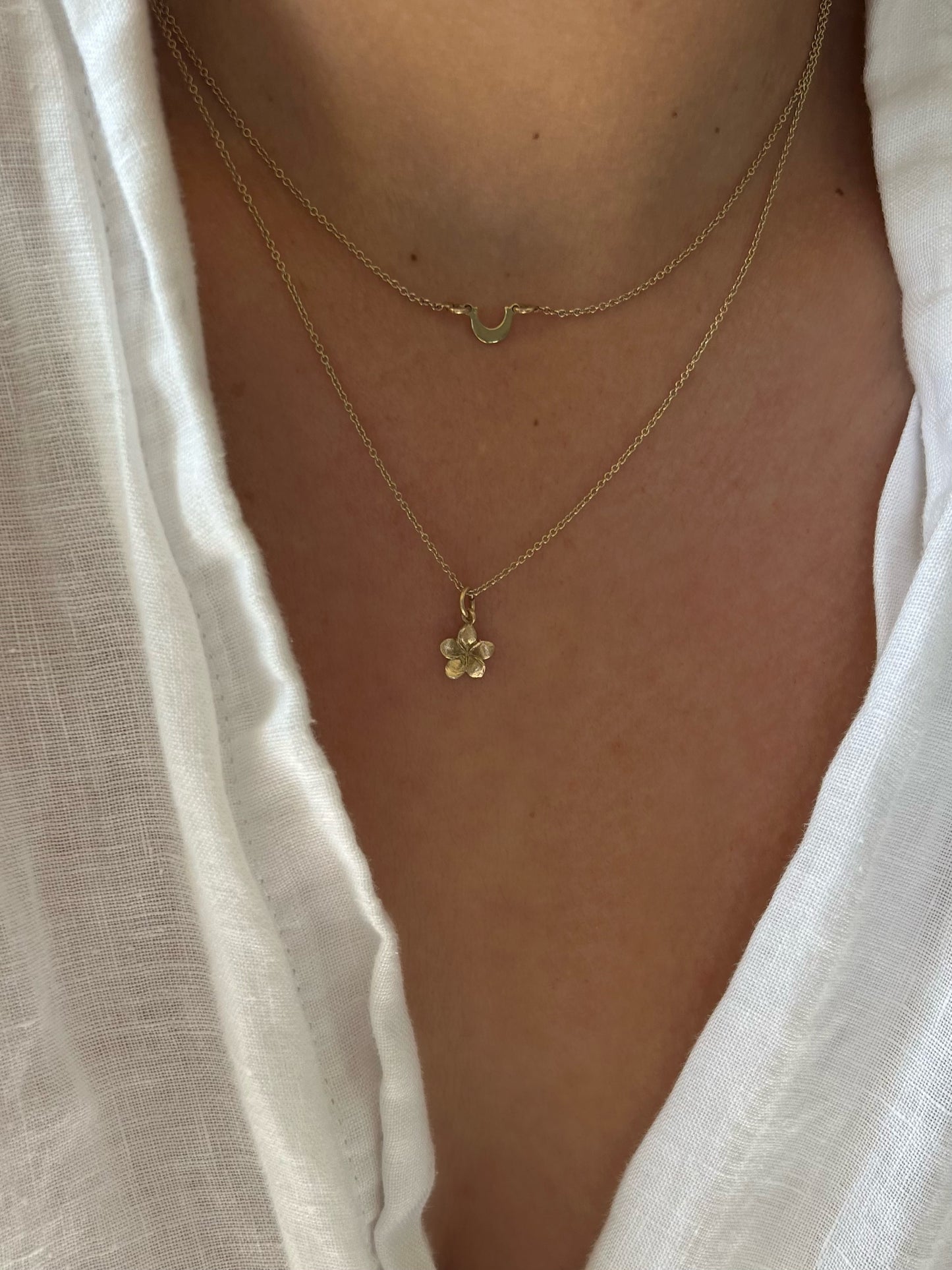 Plumeria  necklace gold