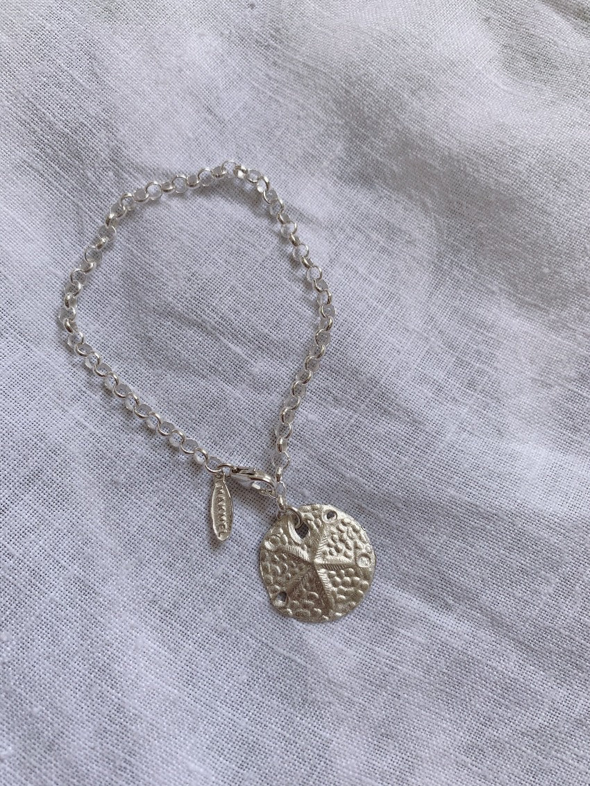 sand dollar coin silver bracelet starfish